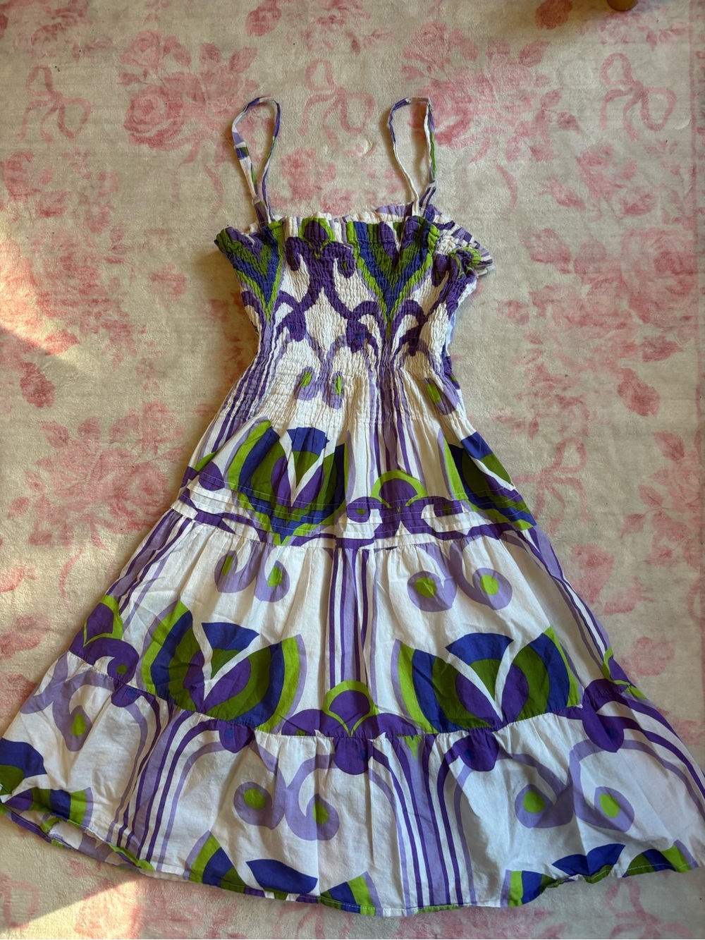 Vintage speed control green and purple retro kidcore floral print mini dress